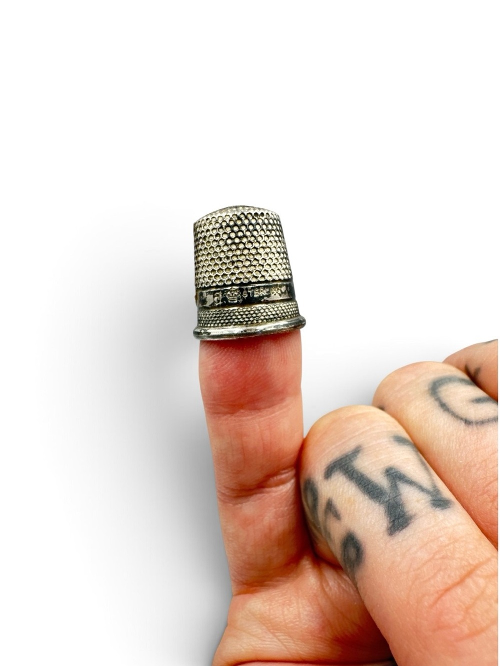 Antique Sterling Silver Sewing Thimble Honeycomb Pattern Small Collectible